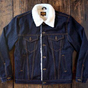Brave Star Ironside Sherpa 15oz 'Blizzard' Nep Japan Selvage Denim Jacket - L